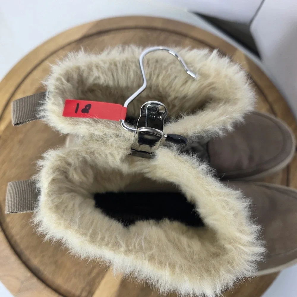 $155‎ Haven Bluff Waterproof Boots Sz 8 Leather Brindle Faux Fur Winter Beige